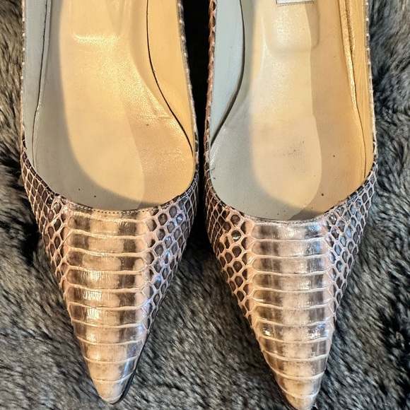Jimmy CHOO Metallic Python Pointed Toe Kitten Heels, Size 39 - Picture 6 of 10